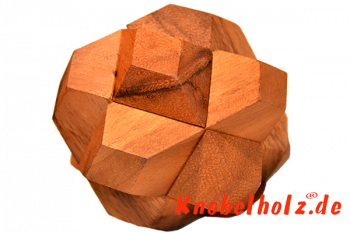 Angeless Star 3D Puzzle mit 6 Holzteilen für eine Person in den Maßen 7,0 x 7,0 x 7,0 cm, samanea wooden puzzle brain teaser